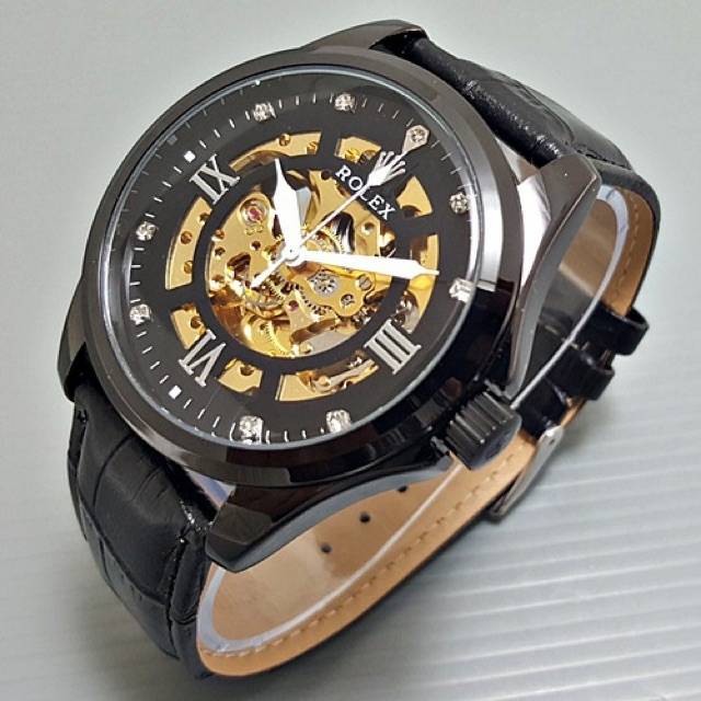 Jual Jam Tangan Pria Rolex Automatic Mesin Tali Kulit Premium