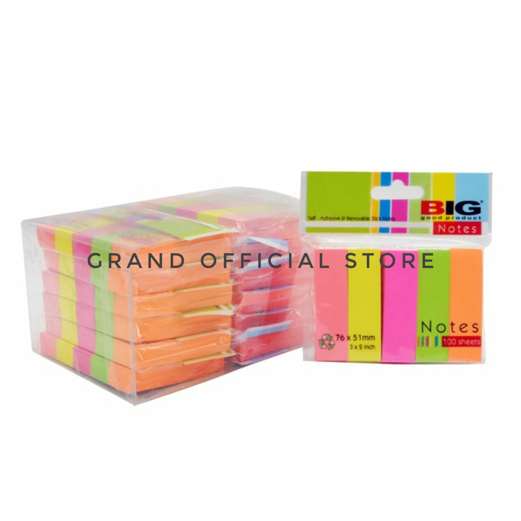 Jual [GRAND] STICKY NOTES BIG 76 x 51mm 5 WARNA | Shopee Indonesia