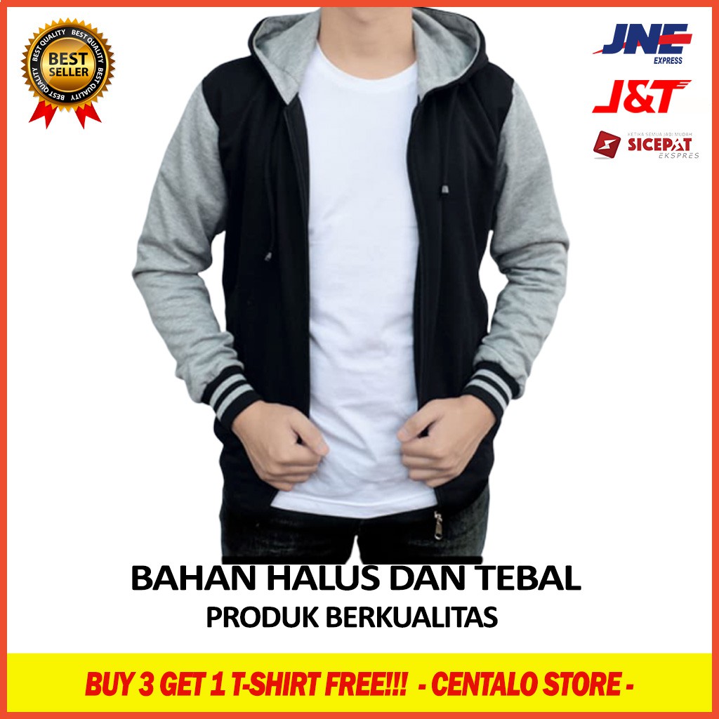 Jual JAKET PRIA RUNNING HOODIE VARSITY DISTRO ZIPPER HANGAT KOREA KPOP ...
