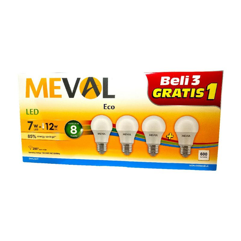Jual Meval Lampu LED Bulb 7W @4pcs | Shopee Indonesia