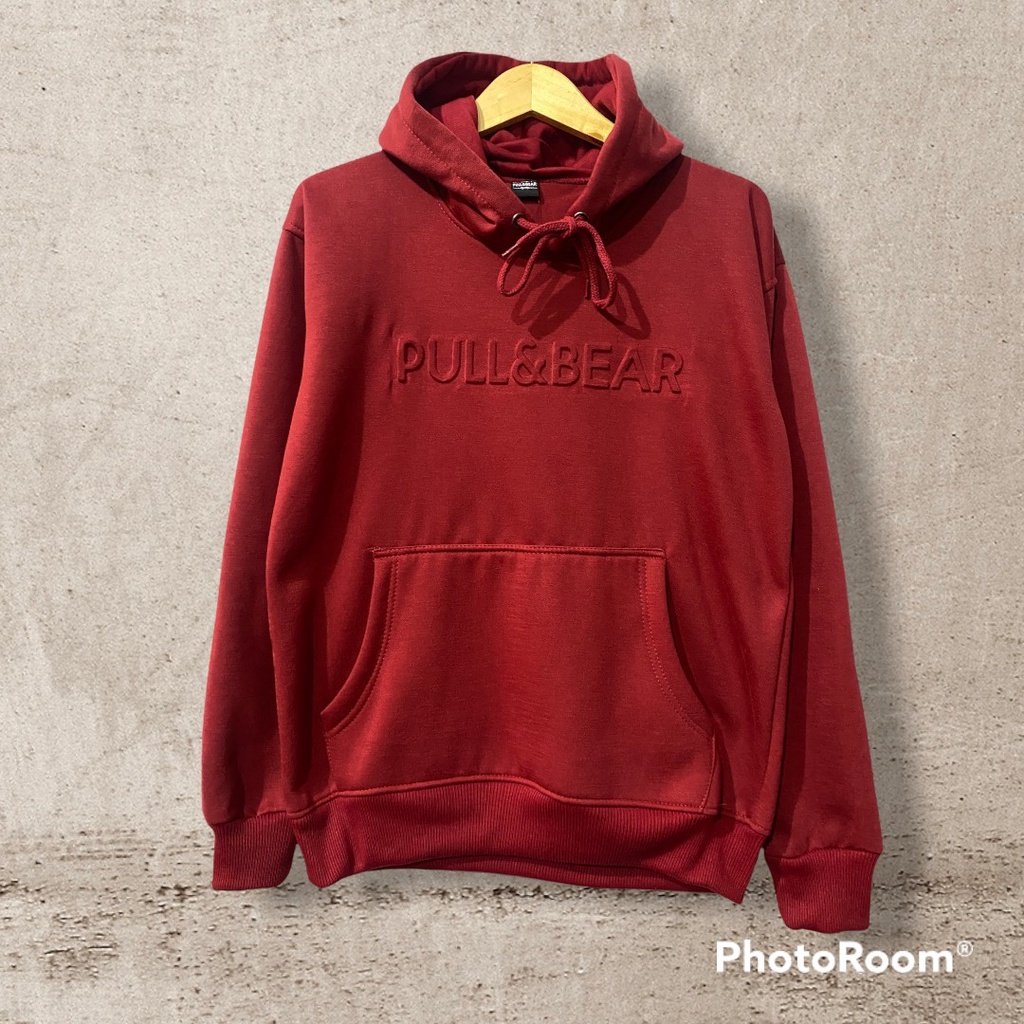 Hoodie pull and bear merah clearance maroon