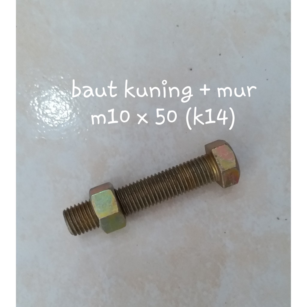 Jual Baut Kuning + Mur M10x50 Isi 5 | Shopee Indonesia