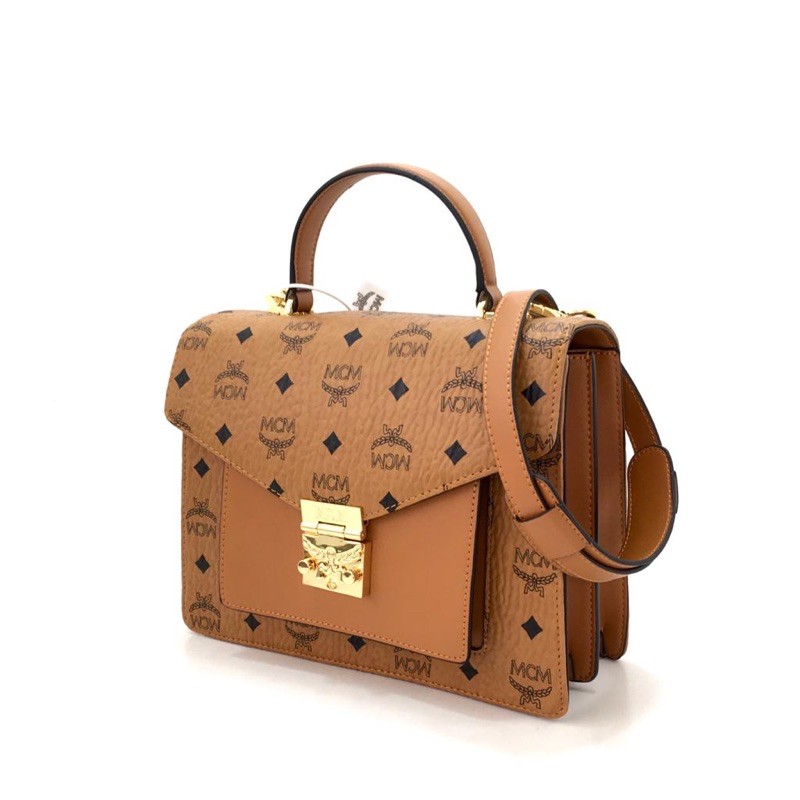 Jual MCM Patricia Visetos Medium Satchel Shopee Indonesia