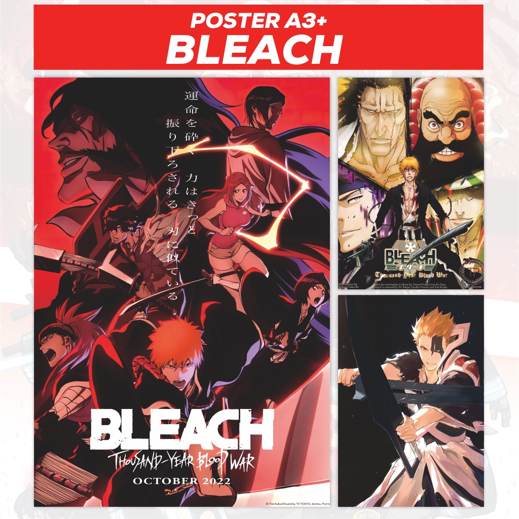 Grand Poster Bleach – Ichigo, Rukia, Renji – Papier Glacé épais – Tite Kubo – Occasion