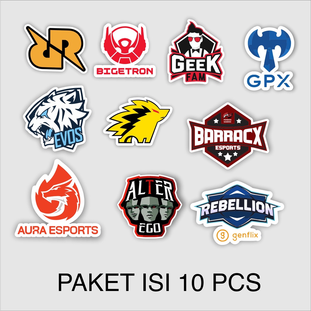 Jual Stiker Sticker 10 PCS ESPORT PAKET BIGETRON EVOS RRQ ONIC LOGO ...