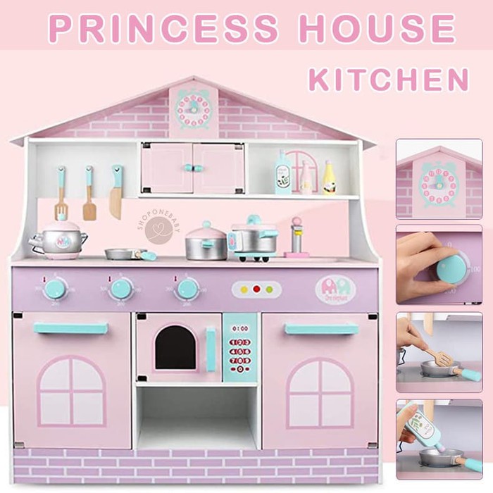 Jual GOJEK Princess House Kitchen Set Girls Pretend Play Wooden Toys
