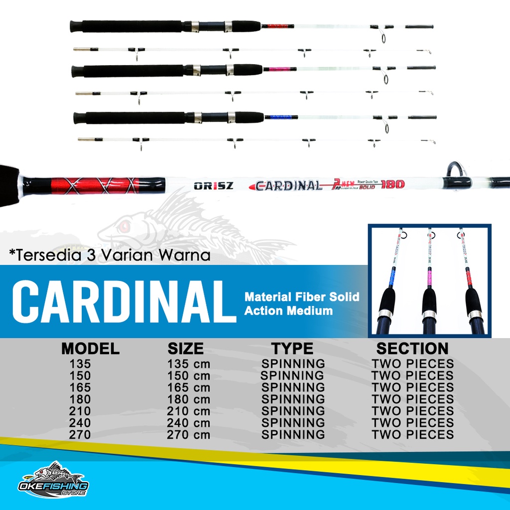 Jual Joran Fiber Orisz CARDINAL Sambung Dua Fiber Solid 7 Ring Guide ...