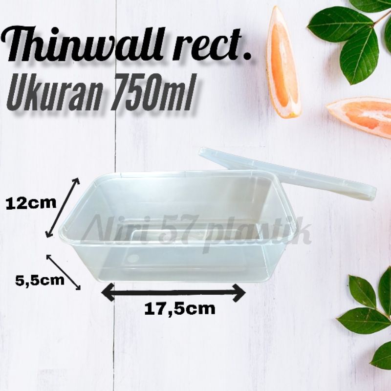 Jual Thinwall Persegi Panjang 750ml Tutup Kotak Makan Plastik 750