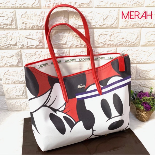 TAS LACOSTE MICKEY TOTE UK40 JUMBO IMPORT PREMIUM TAS MIKI JAMJO