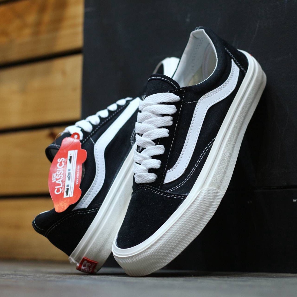 SEPATU VANS OLD SKOOL OG BLACK WHITE PREMIUM SNEAKERS 100 REAL IMPORT