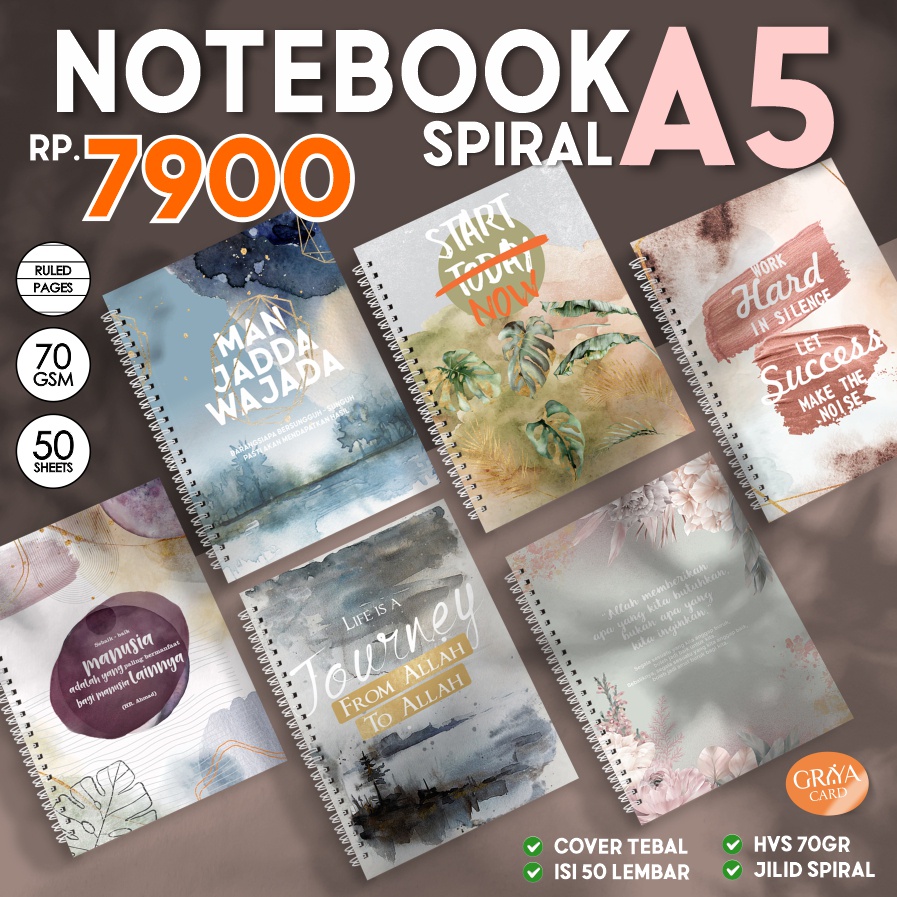 Jual NOTEBOOK A5 SPIRAL DESAIN AESHTETIC | BUKUTULIS SPIRAL | BUKU ...