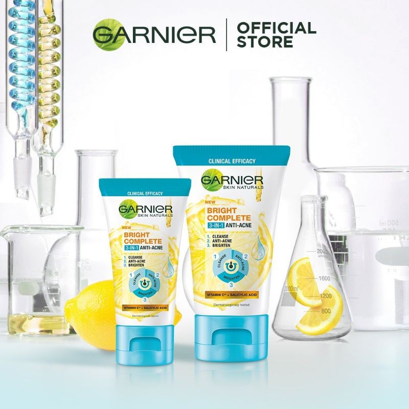 Jual Garnier Bright Complete 3 in 1 Anti Acne Facial Wash Shopee