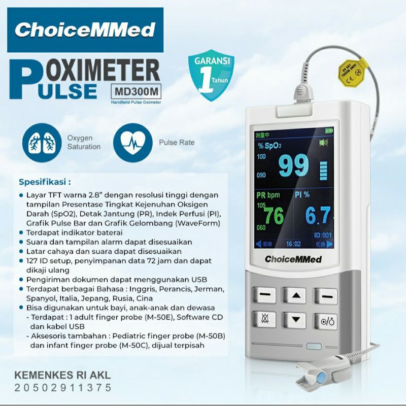 Jual Oximeter Choicemmed Md M Pulse Oximeter Choicemmed Md M Shopee Indonesia