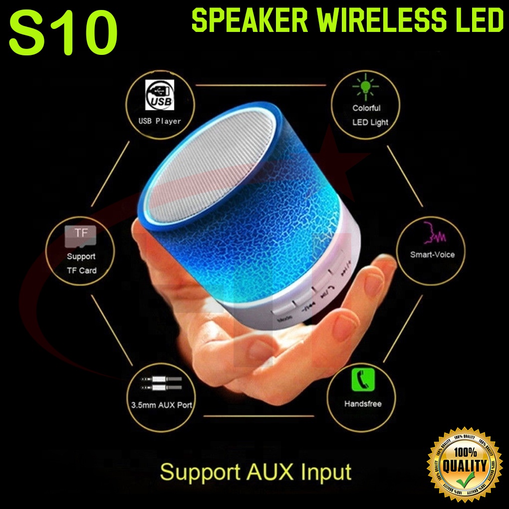 Jual Speaker Bluetooth Model Retak Portable Speker LED S10 Lampu Disco ...