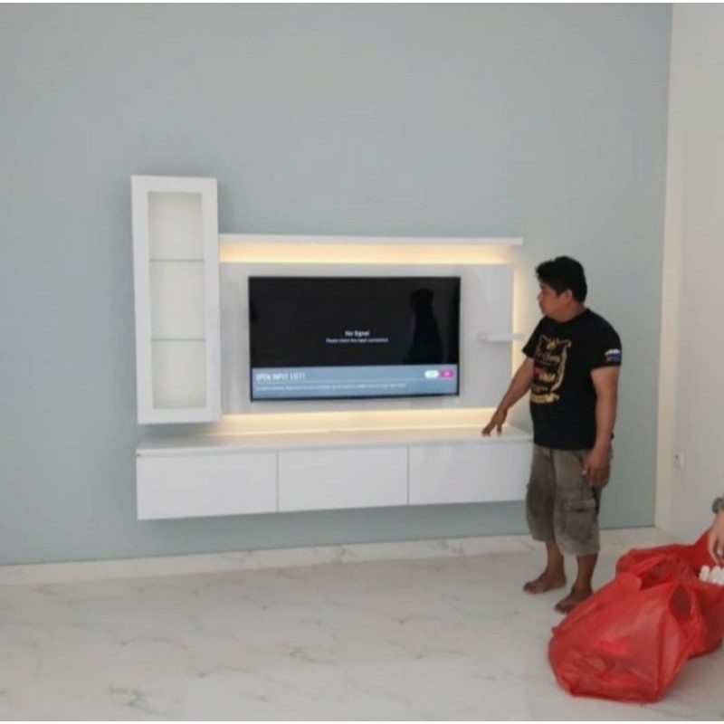 Jual rak TV / backdrop tv / meja TV custom P 160 x T 100 cm | Shopee ...