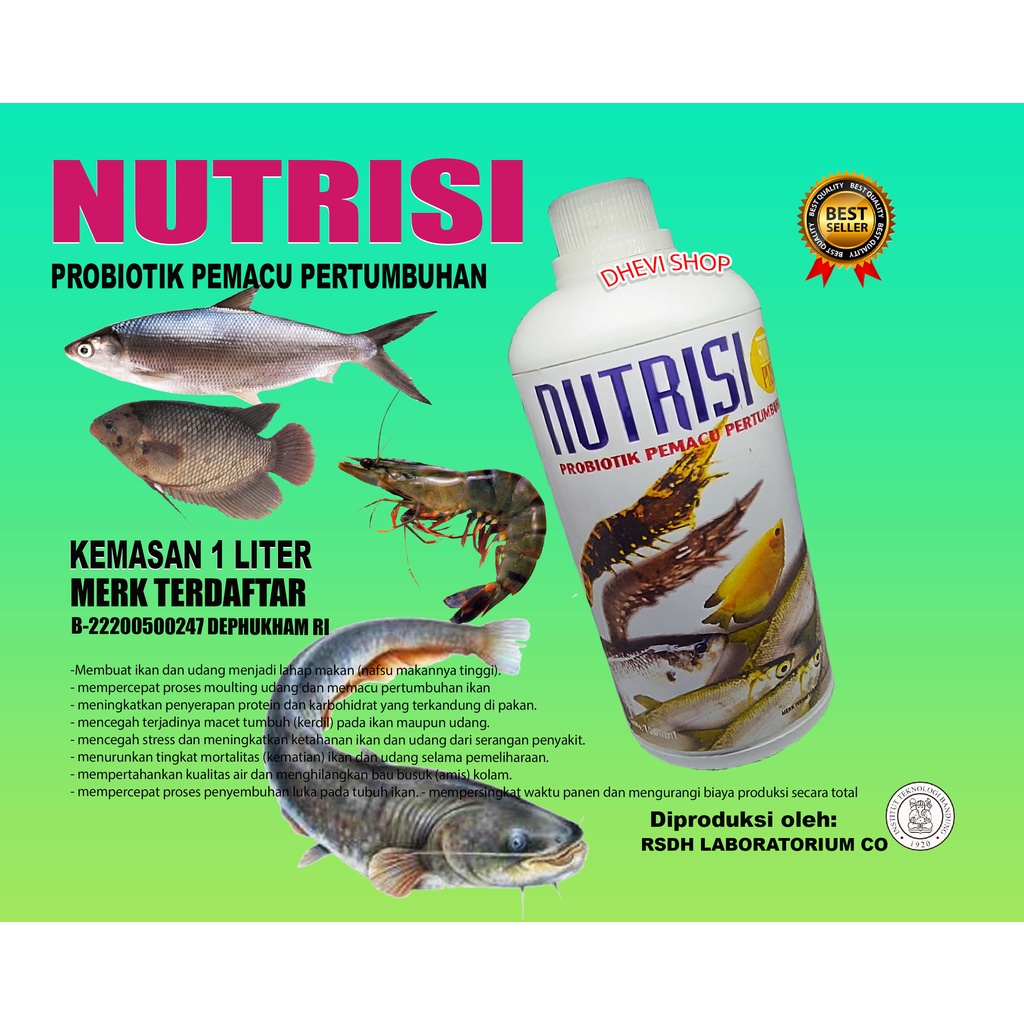 Jual Nutrisi Liter Vitamin Penggemuk Ikan Probiotik Pemacu