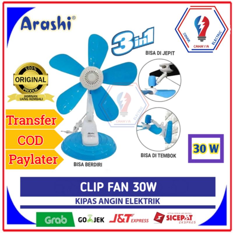 Jual Kipas Angin Jepit Meja Dinding In Arashi Clipfan Ar W Watt Shopee Indonesia