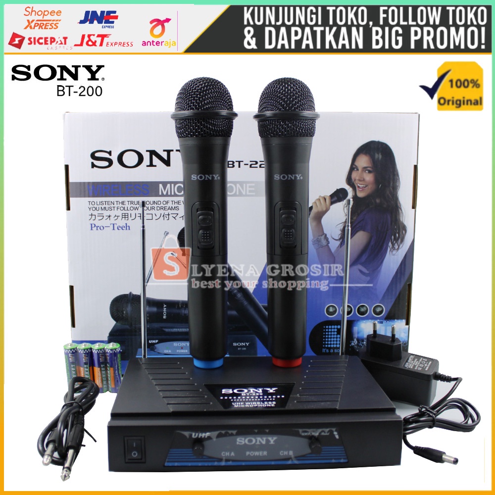 Microphone Wireless SONY BT 220 UHF Mic Tanpa Kabel 2 Handhled Vocal Karaoke Suara Jernih