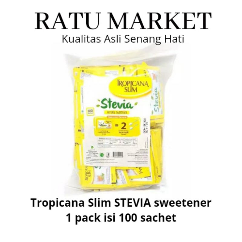 Jual Tropicana Slim Stevia Isi 100 Sachet Gula Diet Rendah Kalori