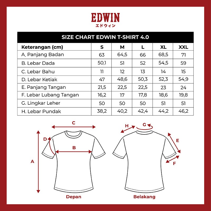 Edwin jacket size guide outlet
