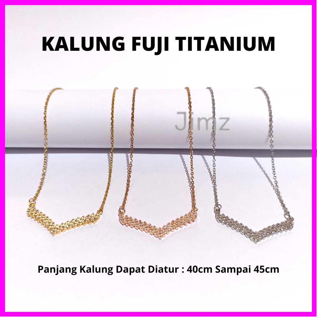 Jual Cod Kalung Fuji Mata Diamond Titanium Perhiasan Fuji Kalung Rantai Dengan Liontin Mata V