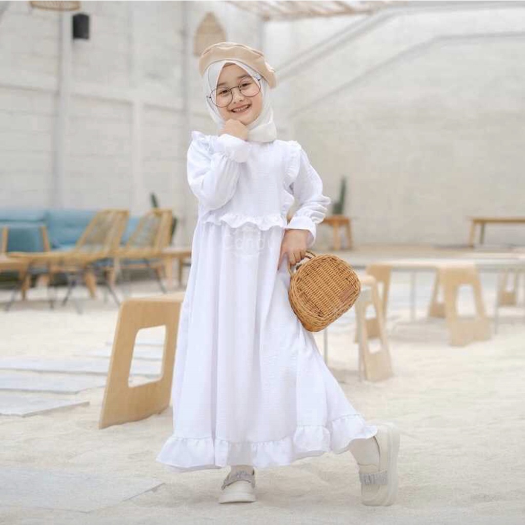 Jual Baju Gamis Anak Perempuan Putih Bersih Polos | Gamis Manasik Haji