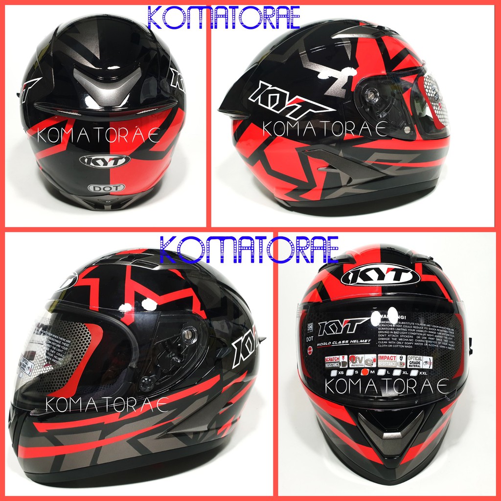 Jual HELM KYT FALCON 2 FASTER RED FLUO DOUBLE VISOR FULL FACE Shopee