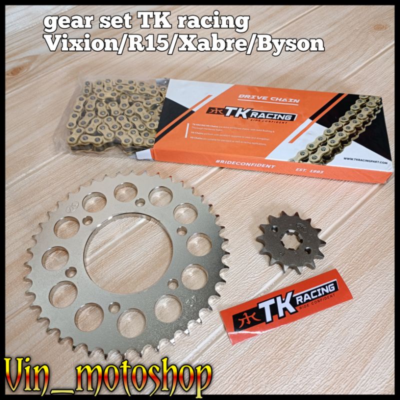 Jual gear set Vixion lama dan baru R15 lama R15 V2 Byson Xabre 428 TK