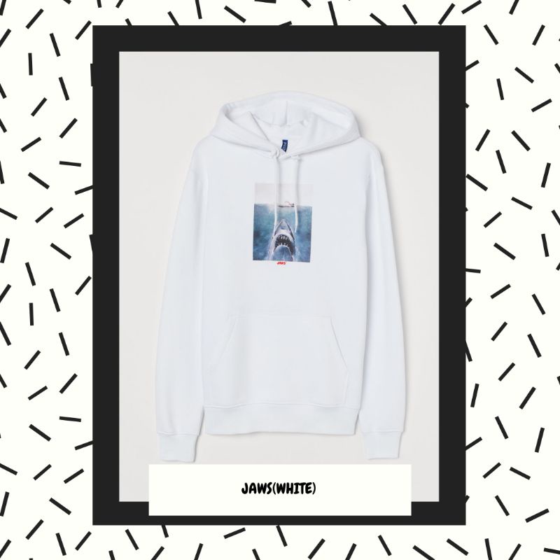 HOODIE H M JAWS WHITE