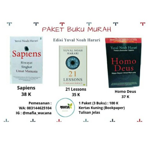 Jual Paket Buku Murah Karya Yuval Noah Harari (Sapiens Homo Deus dan 21 ...