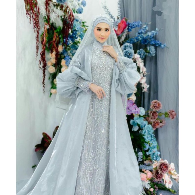 Jual set akad syar'i / set walimah/ gaun pengantin syar'i/ gaun