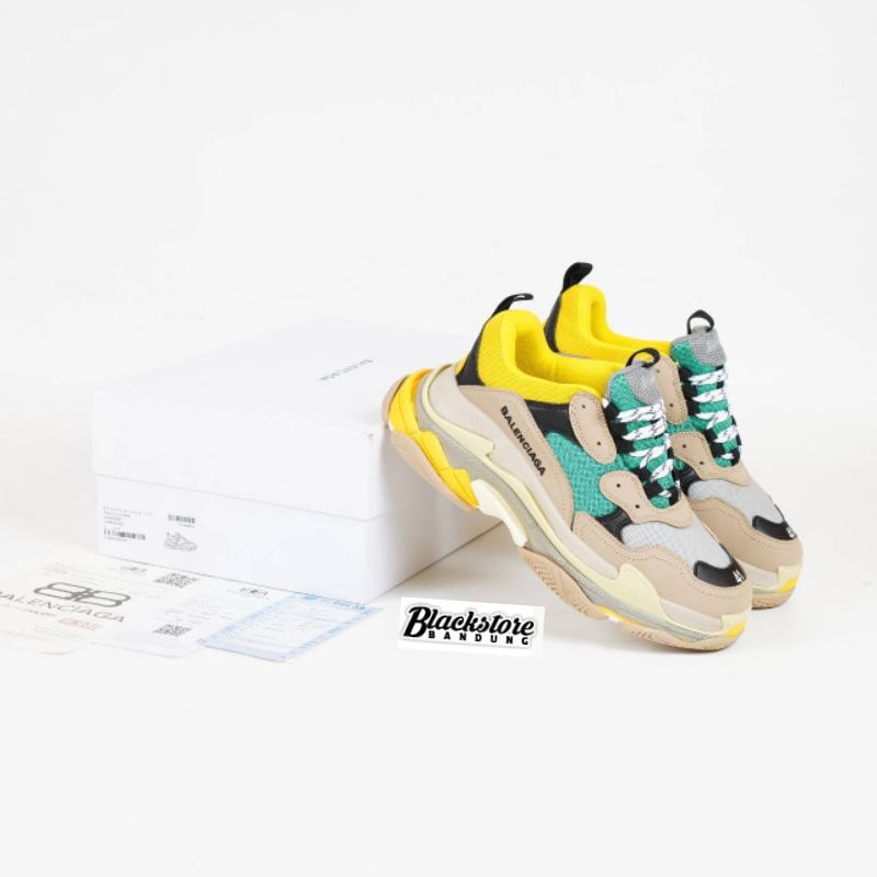 balenciaga triple s beige green yellow