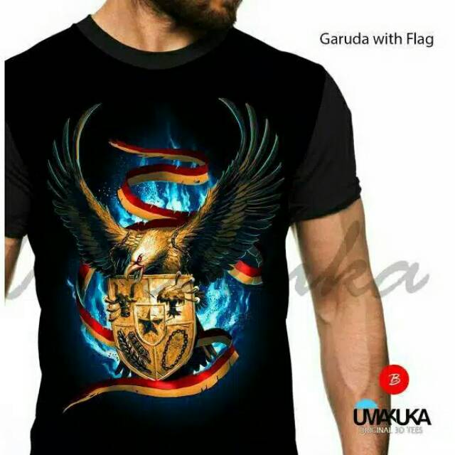 Jual Kaos Umakuka 3d Fullprint Garuda with Flag bendera merah putih