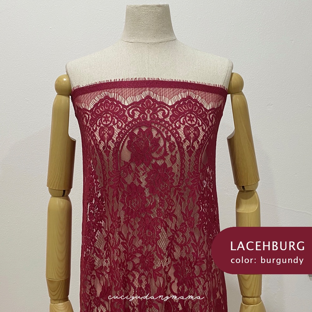 Jual Kain Brokat / Warna Merah Ungu Burgundy / Lace / Brukat / Kain