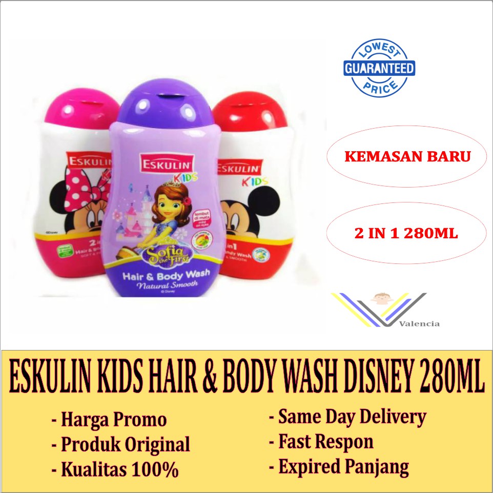 Jual ESKULIN KIDS HAIR & BODY WASH 2IN1 SOFIA / MINNIE / MICKEY 280ML ...