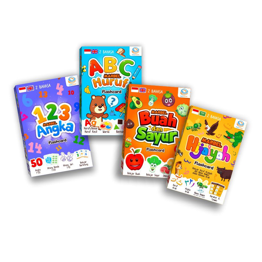 Jual Paket FLASHCARD 4 in 1 - Isi 4 - Angka, Huruf ABC, Hijaiyah, Buah ...