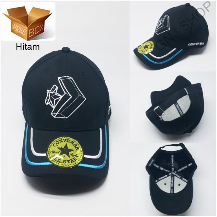 Jual Topi Baseball TPCV001 Black Embroidered Pria / Wanita FREE BOX ...
