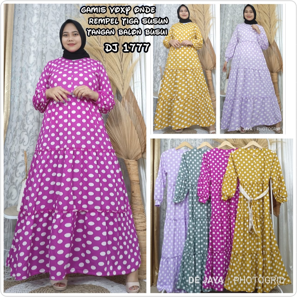 Jual Gamis busui model rempel 3 susun lengan balon motif polkadot bahan ...