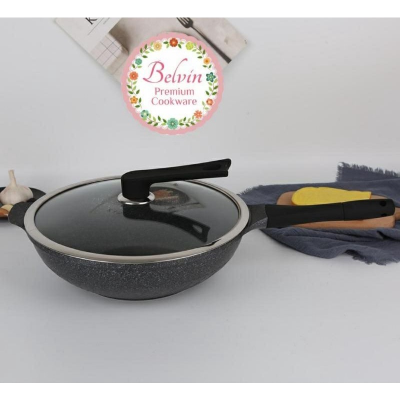 Jual BELVIN COOKWARE 32 CM 32CM FRYWOK FRY WOK FRYPAN FRY PAN PANCI ...
