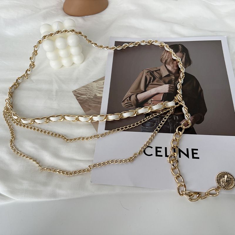 Jual VENDI - Belt Rantai Wanita Korea Gold Logam Chain Branded Gesper ...