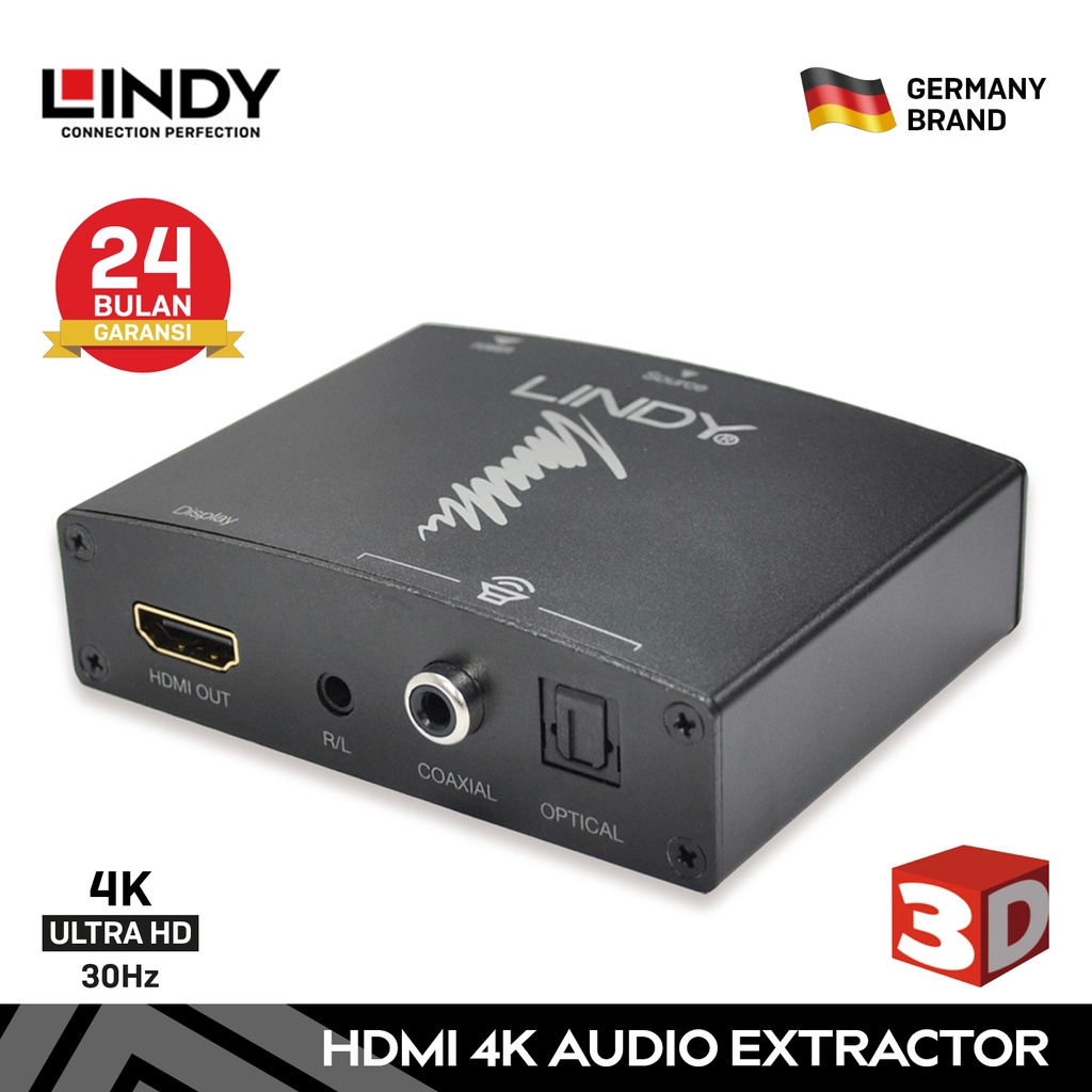 Jual LINDY Extractor Hdmi 3.5mm Coaxial Toslink 10.2G 4K Audio Stereo ...