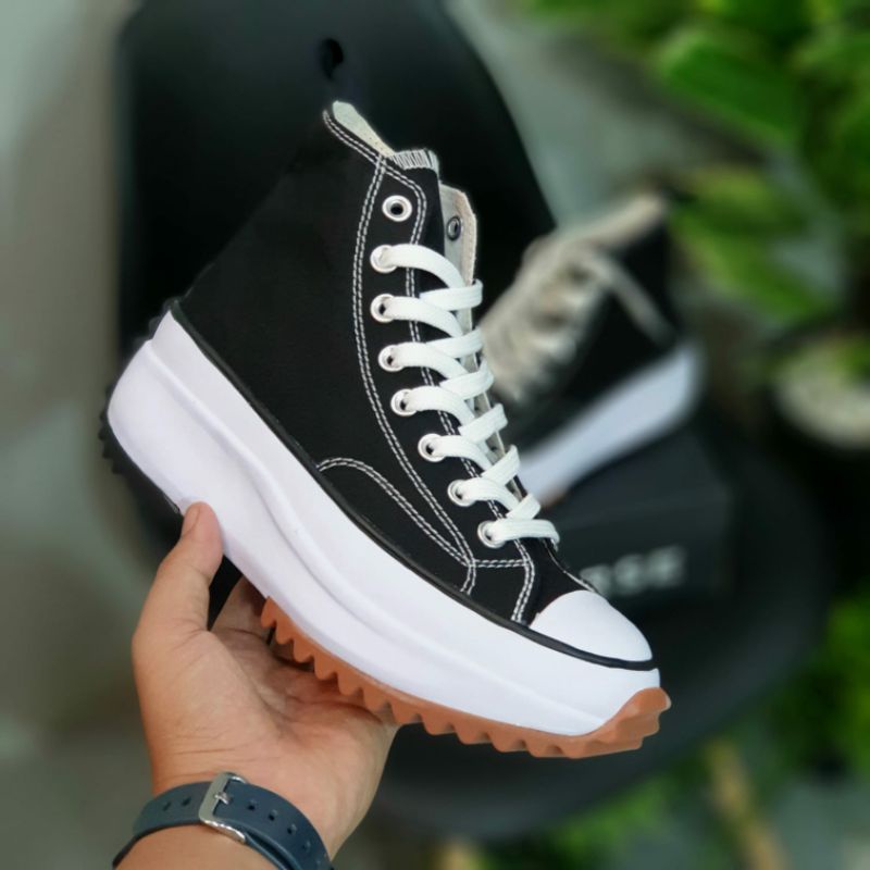 SEPATU SNEAKERS WANITA CONVERSE X JW ANDERSON RUN STAR HIKE BLACK WHITE  REMIUM QUALITY