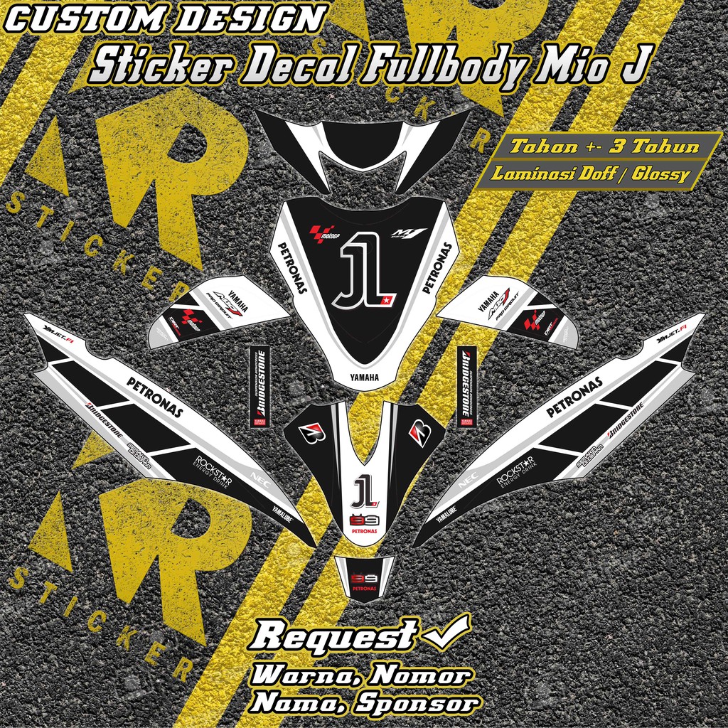 Jual Stiker decal Mio J fullbody Lorenzo request warna, nama, nomor ...