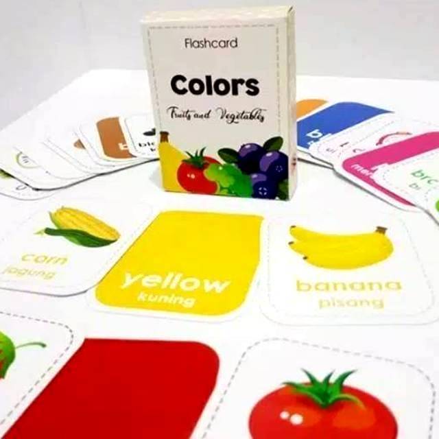 Jual Flashcard warna fruit & vegetables / Flash Card / Pairing puzzle ...