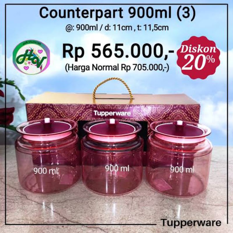 Jual Tupperware counterpart 900 ml toples bening kristal toples lebaran ...