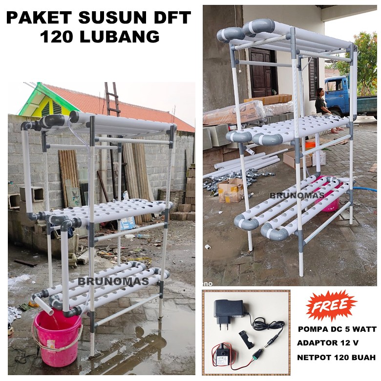Paket Instalasi Hidroponik SUSUN DFT 120 Lubang Tanam