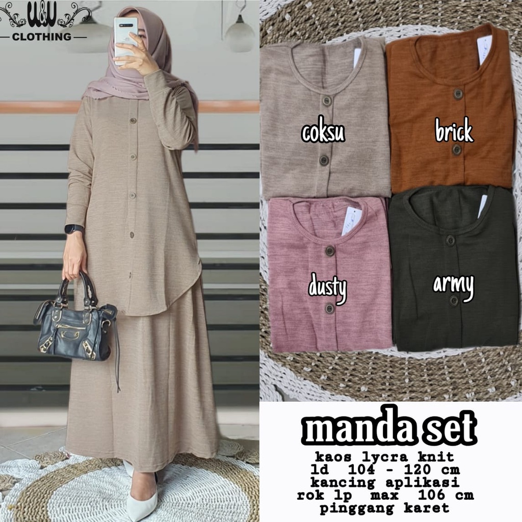 Jual Elmecca Setelan Rok Jumbo Ld120 One Set Tunik Dan Rok Bahan