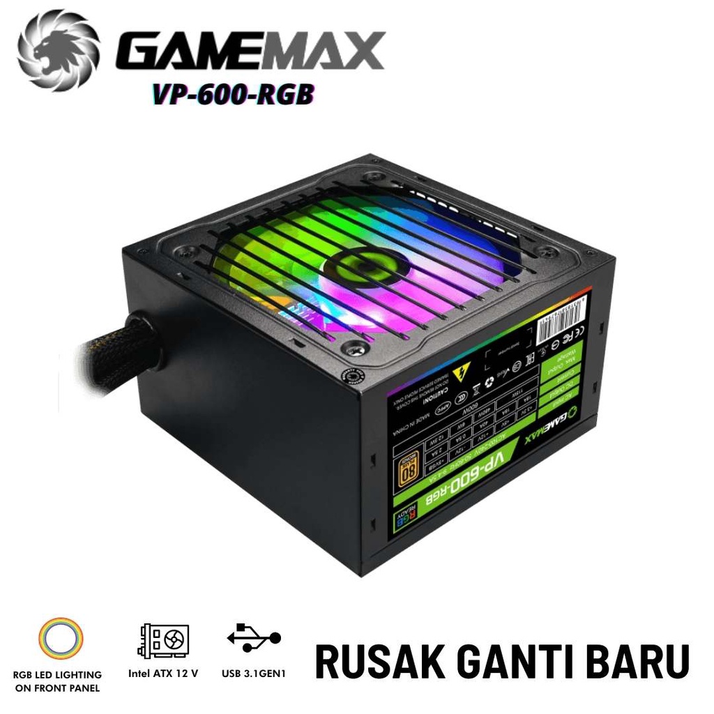 Jual Gamemax Pc Power Supply Psu Vp Rgb Modular W Bronze Shopee Indonesia