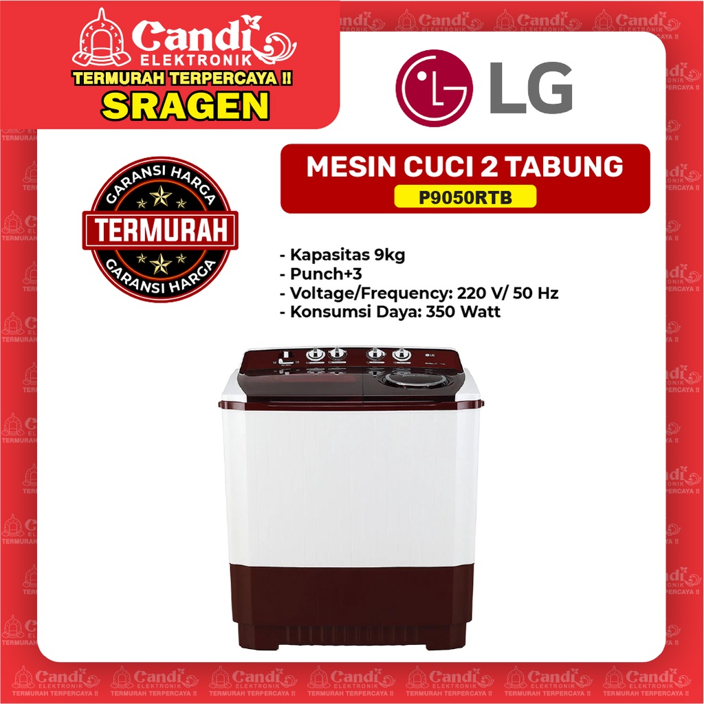 Jual LG Mesin Cuci 2 Tabung Kapasitas 9kg P9050RTB | Shopee Indonesia