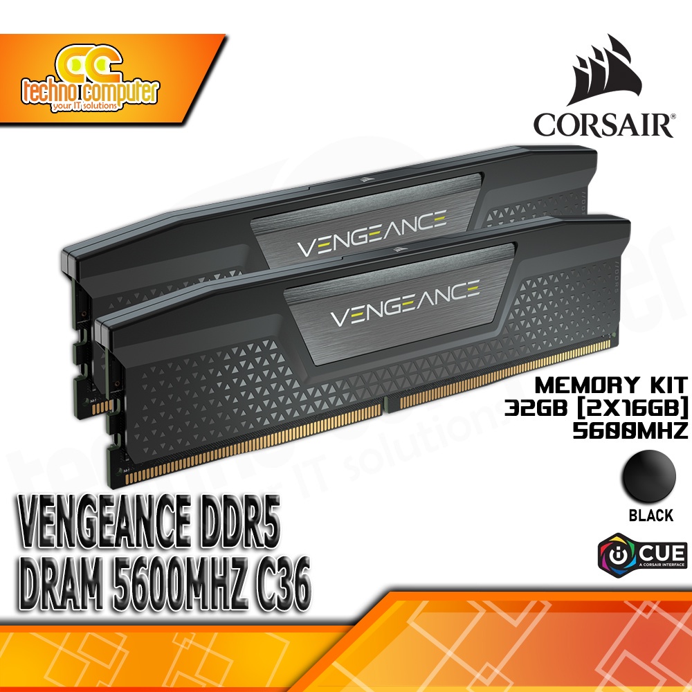 Jual RAM DDR5 CORSAIR VENGEANCE 32GB (2x16GB) Kit 5600MHz C36 - BLACK ...